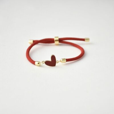 دستبند طلا قلب قرمز