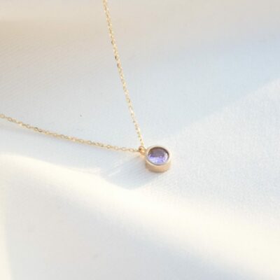 گردنبند طلا نگین دار صورتی