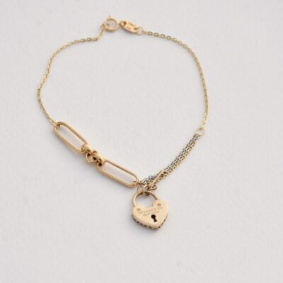 دستبند طلا قلب قفلی