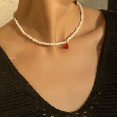 پلاک طلا قلب مینی قرمز