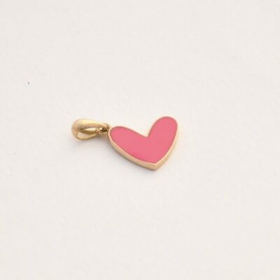پلاک طلا قلب رنگی سرخابی