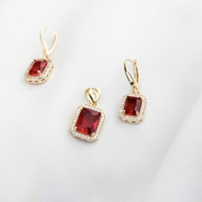 نیم ست طلا یاقوتی نگین دار