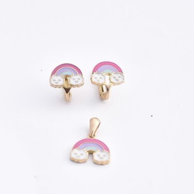 نیم ست طلا رنگین کمون