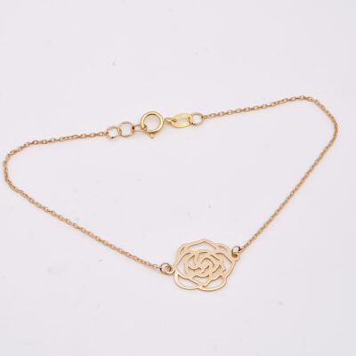 دستبند طلا گل سرخ زنجیری