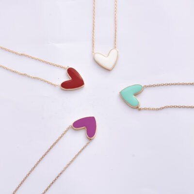 گردنبند طلا قلب میناکاری