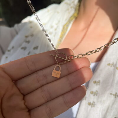 گردنبند طلا قفل مربع تیفانی