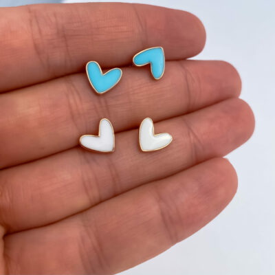 گوشواره طلا قلب مینا