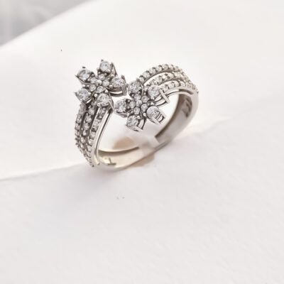 انگشتر طلا دایموند دو گل