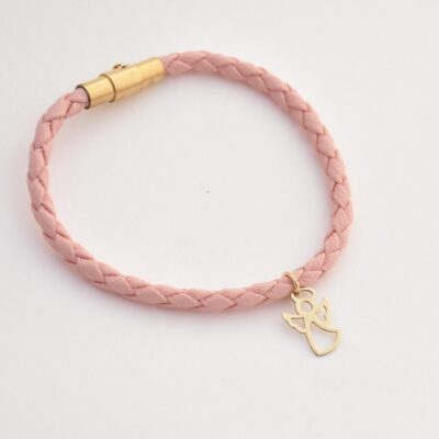 دستبند طلا چرمی فرشته