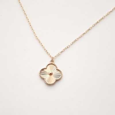 گردنبند طلا ونکلیف تراش تک گل