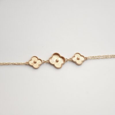 دستبند طلا ونکلیف تراش ۳ گل