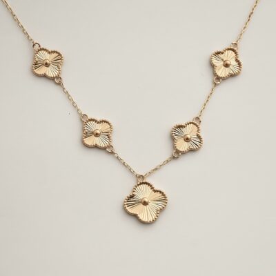 گردنبند طلا ونکلیف تراش ۵ گل