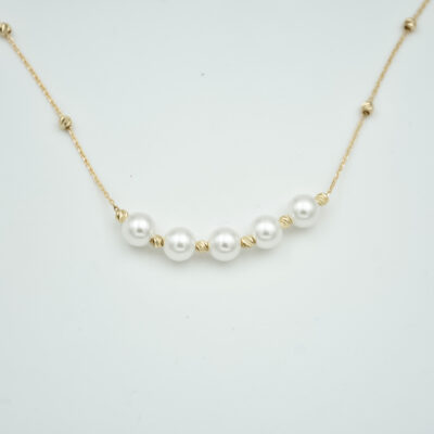 گردنبند طلا 5 مروارید