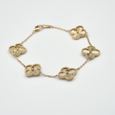 دستبند طلا ونکلیف تراش ۵ گل