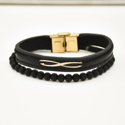 دستبند طلا مردانه بی نهایت مهره ای