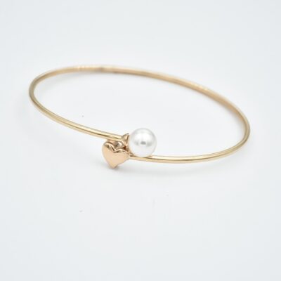 بنگل طلا قلب و مروارید