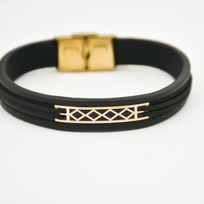 دستبند مردانه چرم پنج لوزی w