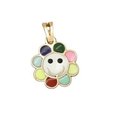 پلاک طلا گل رنگی میناکاری