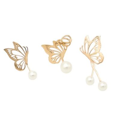 نیم ست طلا پروانه مرواریدی