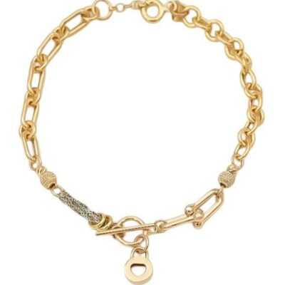 دستبند طلا ترکیبی تیفانی و قفل