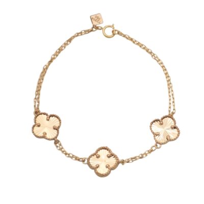 دستبند طلا ونکلیف تراش 3 گل x