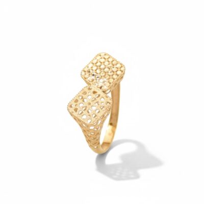 انگشتر طلا فیوژن  دو مربع