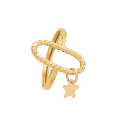 انگشتر طلا مینیمال بیضی آویز ستاره